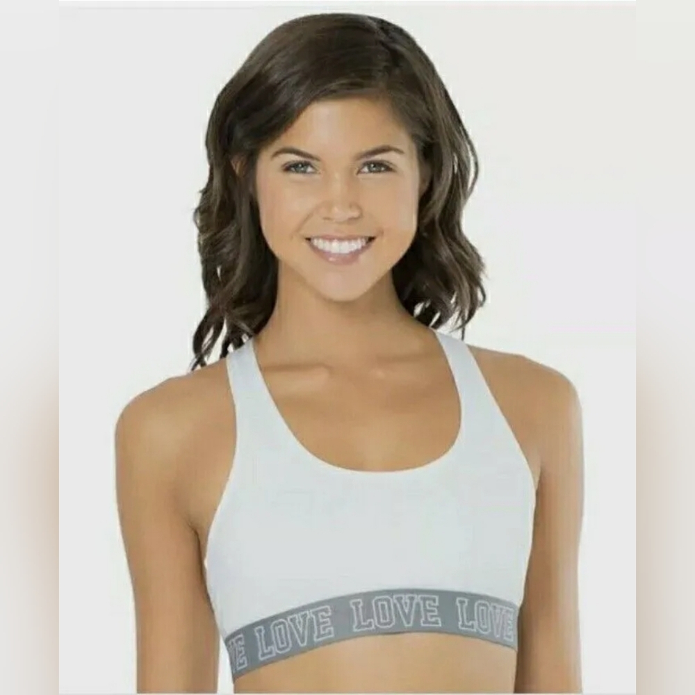 TWO (2) NWT SO Intimates Cotton Love Bralette Size XS White with Gray Band